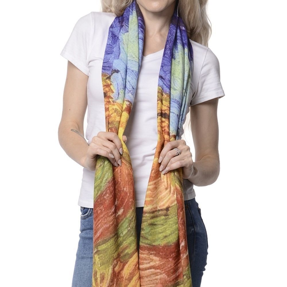 Scarf Yellow Multi Color Digitally Printed - Picture 2 of 5